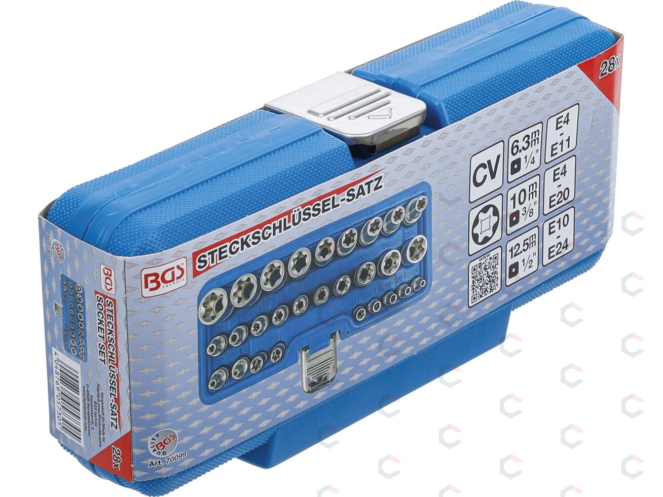 Galvučių rinkinys E-Tipas | 6.3 mm (1/4") / 12.5 mm (1/2") | | E4 - E24 | 28 vnt. (70099) 3