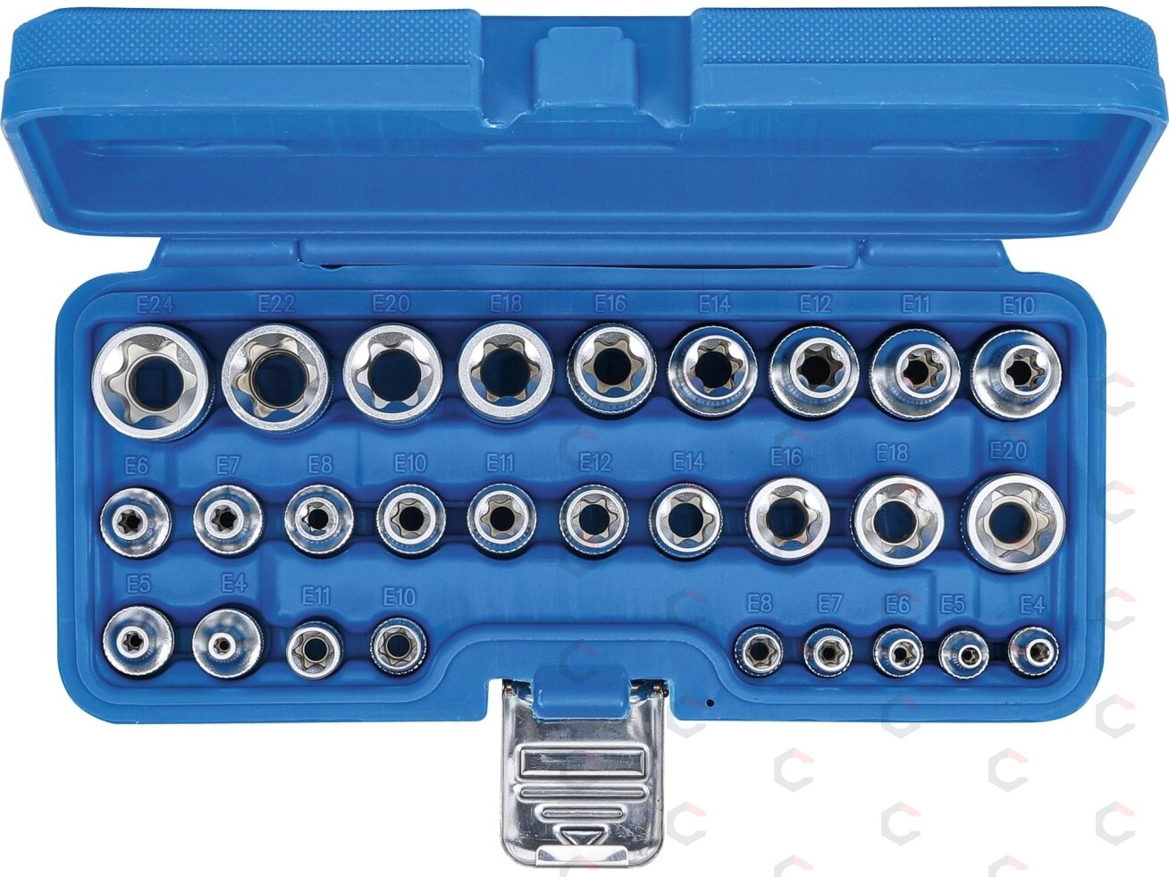 Galvučių rinkinys E-Tipas | 6.3 mm (1/4") / 12.5 mm (1/2") | | E4 - E24 | 28 vnt. (70099) 4