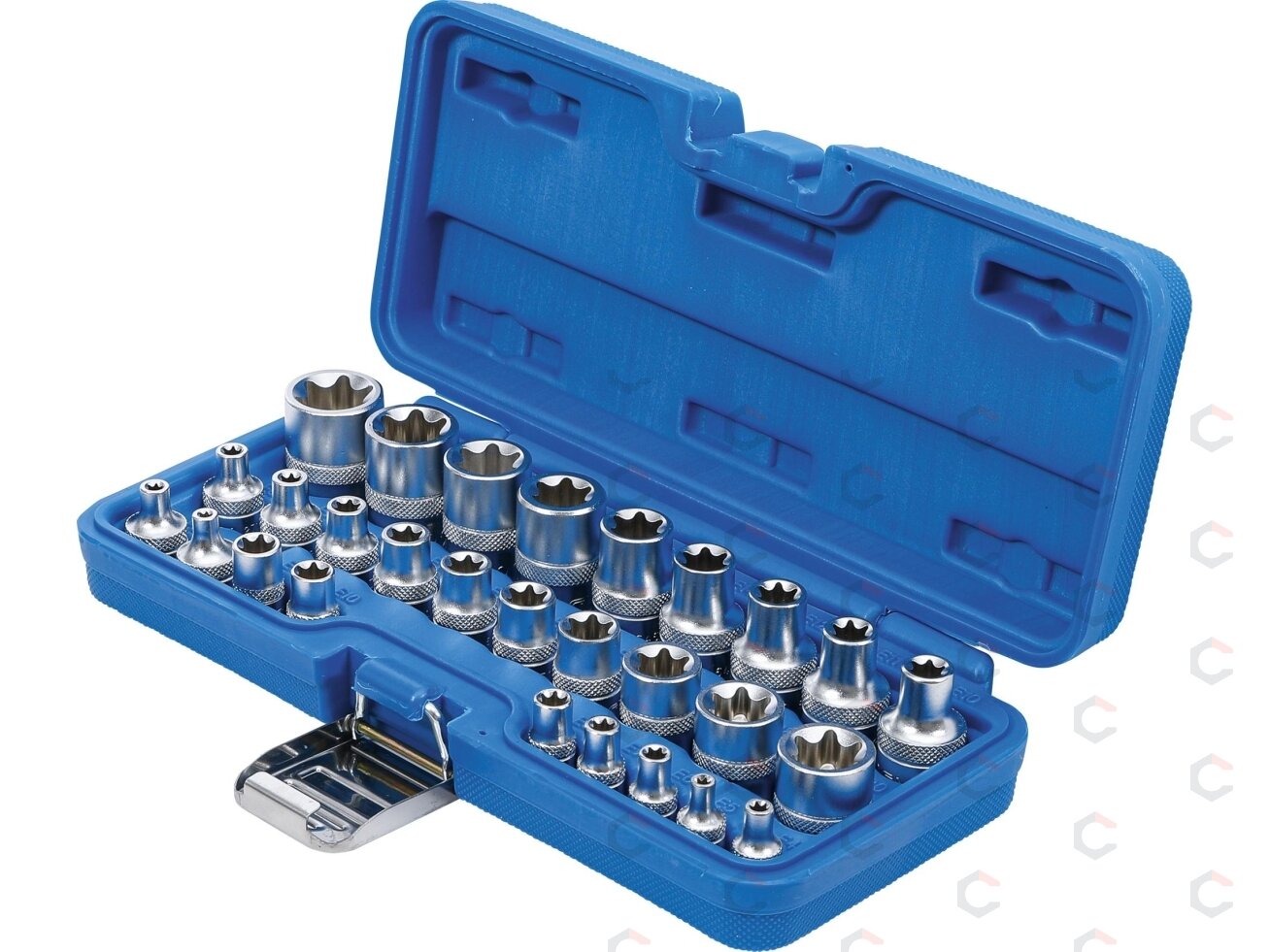 Galvučių rinkinys E-Tipas | 6.3 mm (1/4") / 12.5 mm (1/2") | | E4 - E24 | 28 vnt. (70099) Galvučių rinkinys E-Tipas | 6.3 mm (1/4") / 12.5 mm (1/2") | | E4 - E24 | 28 vnt. (70099)