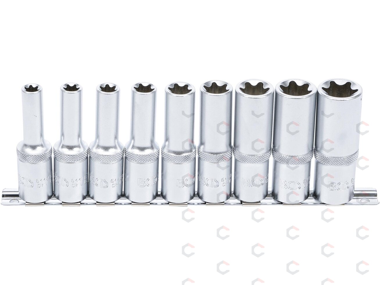 Galvučių rinkinys E-Tipas | Ilgos | 12,5 mm (1/2") | E10 - E24 | 9 vnt. (2026) 1 Galvučių rinkinys E-Tipas | Ilgos | 12,5 mm (1/2") | E10 - E24 | 9 vnt. (2026) 1