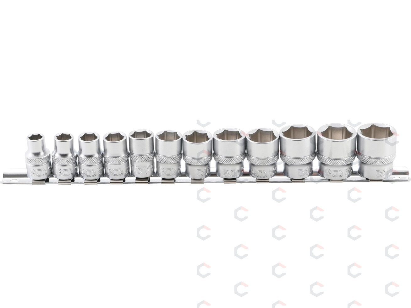 Galvučių rinkinys, šešiakampės | 10 mm (3/8") | 8 - 19 mm | 12 vnt. (9104) Galvučių rinkinys, šešiakampės | 10 mm (3/8") | 8 - 19 mm | 12 vnt. (9104)