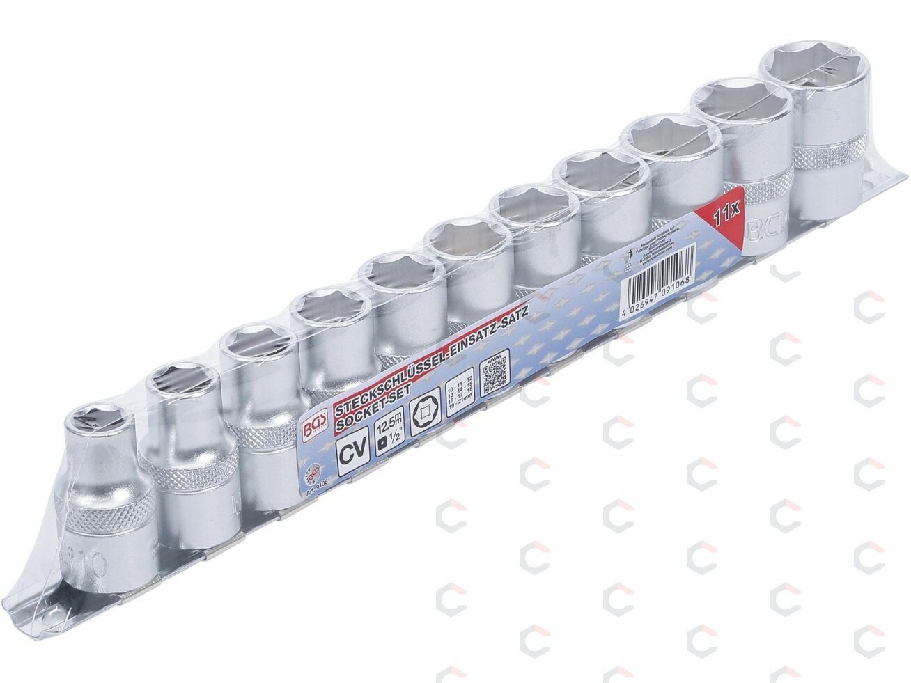 Galvučių rinkinys, šešiakampės | 12,5 mm (1/2") | 10 - 21 mm | 11 vnt. (9106) 3