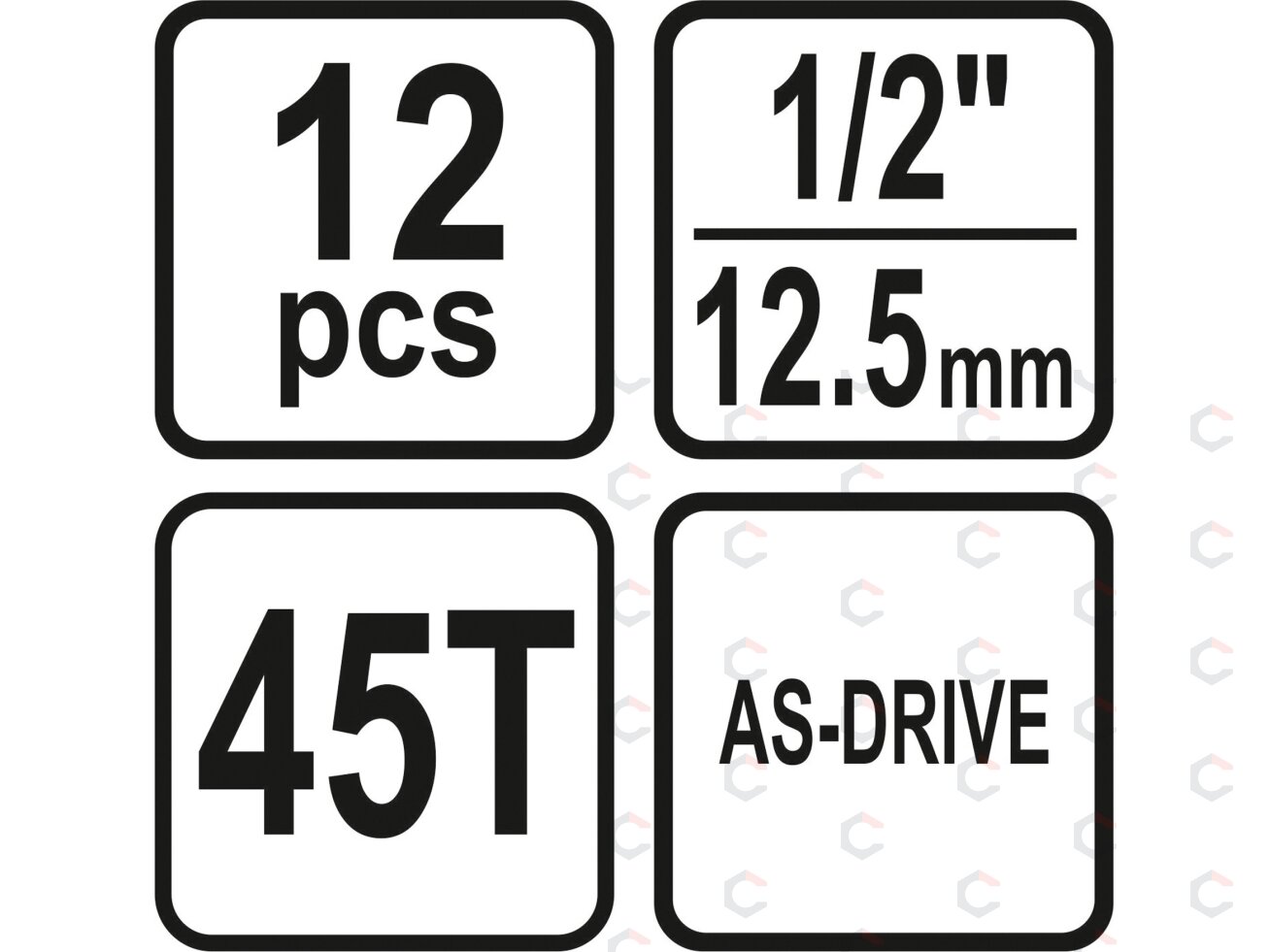 Galvučių rinkinys su terkšle | 12,5 mm (1/2") | 10-24 mm | 12 vnt. (58633) 3 Galvučių rinkinys su terkšle | 12,5 mm (1/2") | 10-24 mm | 12 vnt. (58633) 3