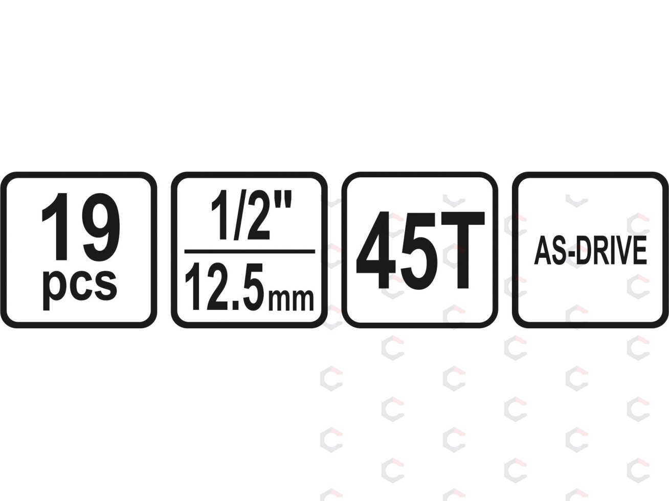Galvučių rinkinys su terkšle | 12,5 mm (1/2") | 8-32 mm | 19 vnt. (58634) 2 Galvučių rinkinys su terkšle | 12,5 mm (1/2") | 8-32 mm | 19 vnt. (58634) 2