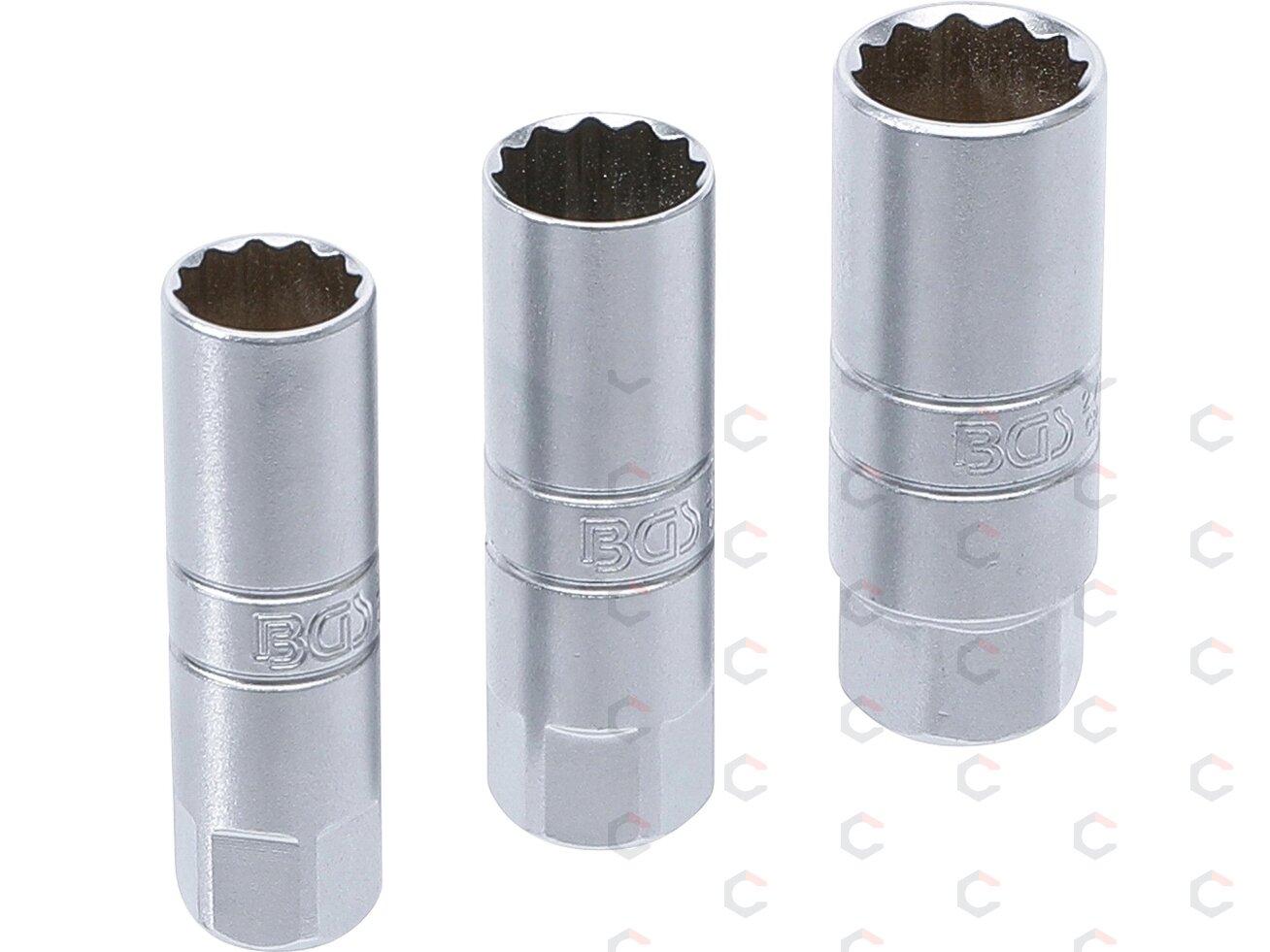 Galvučių rinkinys žvakėms 12 kampų | 10 mm (3/8") | 14 - 16 - 18 mm | 3 vnt. (6858)