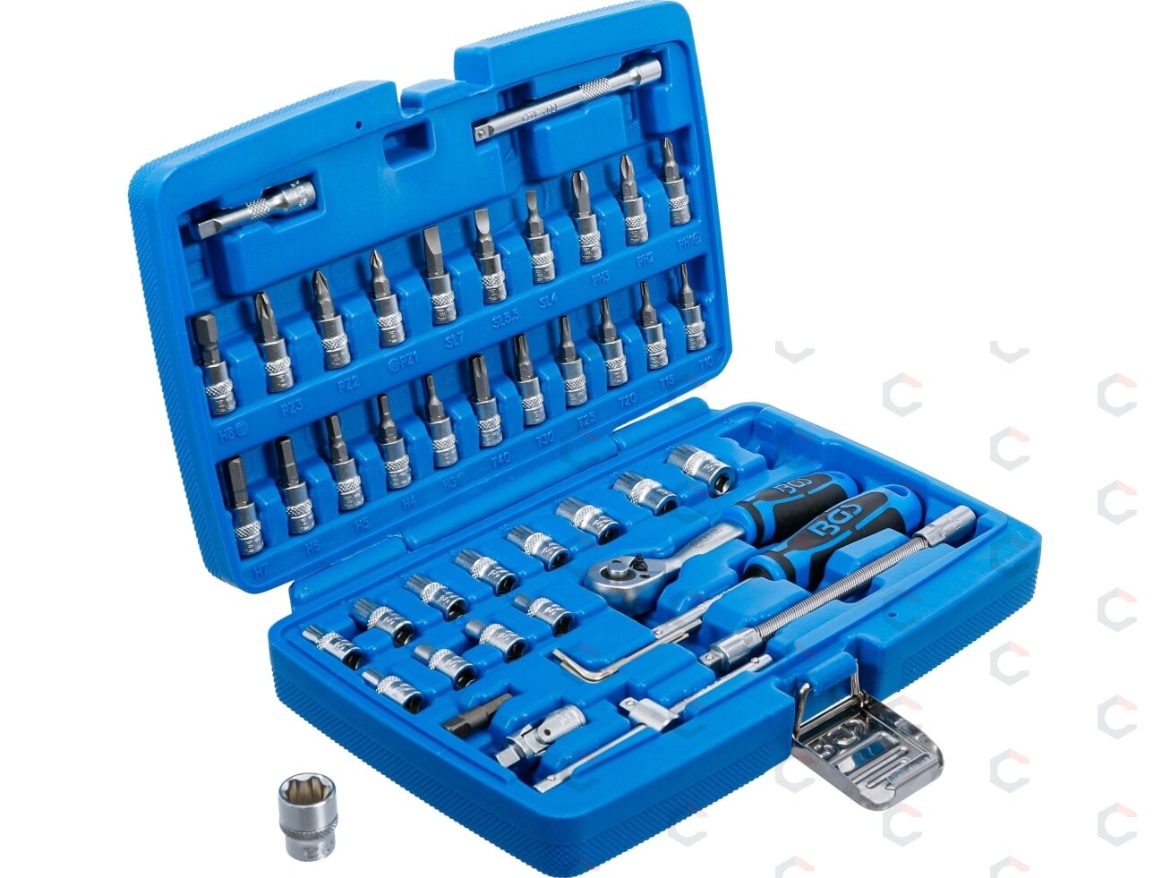 Galvučių su terkšle rinkinys | 6.3 mm (1/4") | 46 vnt. (2146) 2 Galvučių su terkšle rinkinys | 6.3 mm (1/4") | 46 vnt. (2146) 2