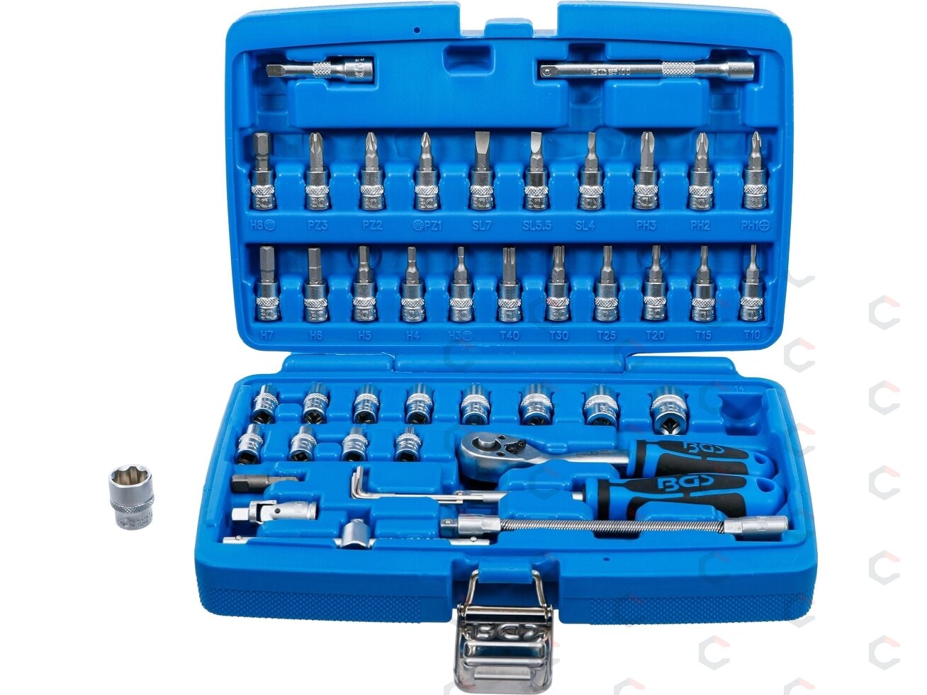 Galvučių su terkšle rinkinys | 6.3 mm (1/4") | 46 vnt. (2146) Galvučių su terkšle rinkinys | 6.3 mm (1/4") | 46 vnt. (2146)