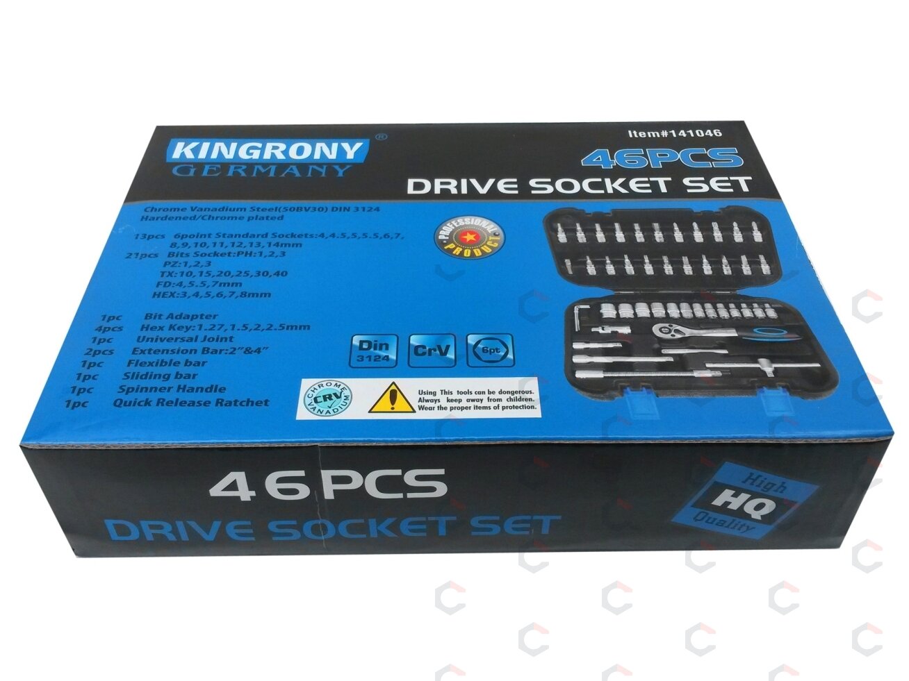 Galvučių su terkšle rinkinys | 6.3 mm (1/4") | 46 vnt. (KR141046C) 5