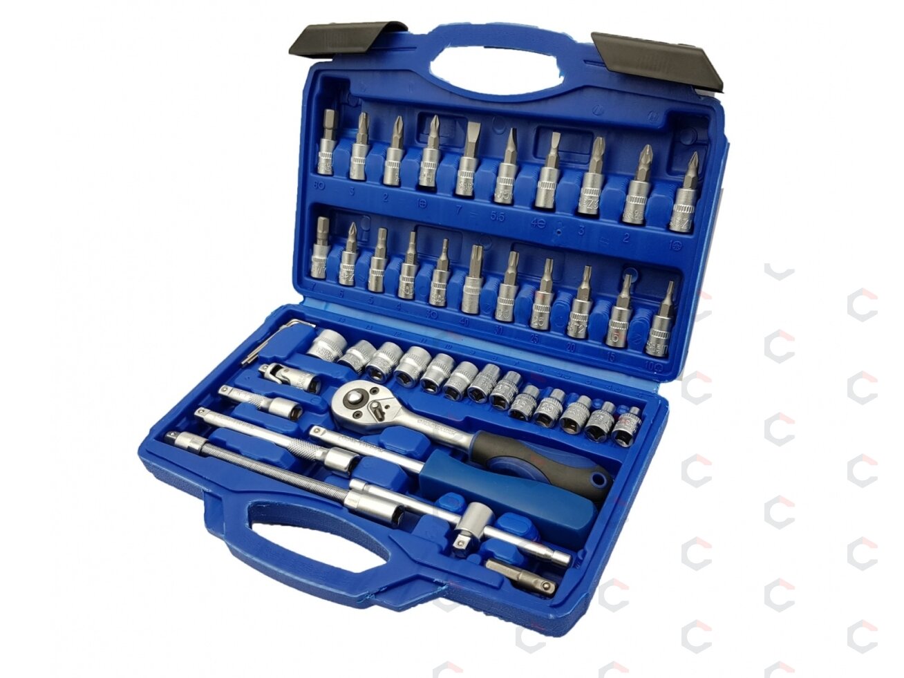 Galvučių su terkšle rinkinys | Cr-V | 6.3 mm (1/4") | 46 vnt. (BT50046) 1 Galvučių su terkšle rinkinys | Cr-V | 6.3 mm (1/4") | 46 vnt. (BT50046) 1