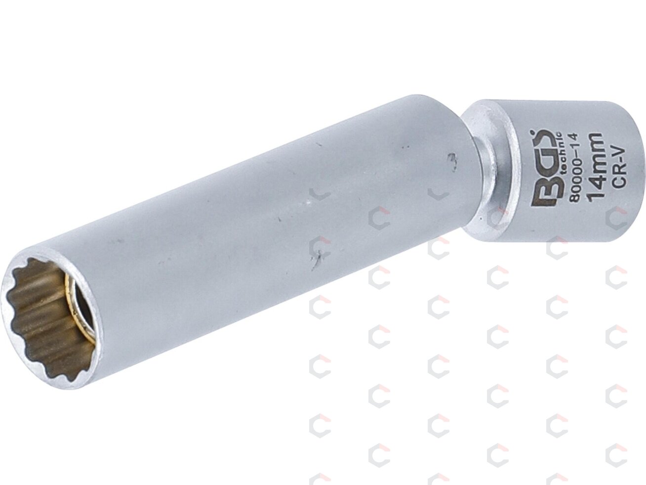 Galvutė kaitinimo ir uždegimo žvakėms | šarnyrinė | 10 mm (3/8") | 14 mm (80000-14) Galvutė kaitinimo ir uždegimo žvakėms | šarnyrinė | 10 mm (3/8") | 14 mm (80000-14)