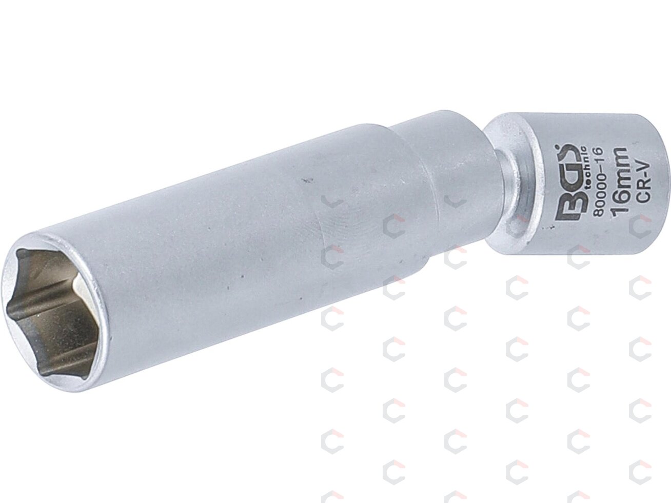 Galvutė kaitinimo ir uždegimo žvakėms | šarnyrinė | 10 mm (3/8") | 16 mm (80000-16) Galvutė kaitinimo ir uždegimo žvakėms | šarnyrinė | 10 mm (3/8") | 16 mm (80000-16)