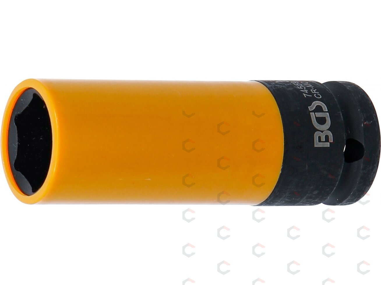 Galvutė smūginė ilga plonasienė | su plastikine apsauga | 12,5 mm (1/2") | 19.5 mm (74559) Galvutė smūginė ilga plonasienė | su plastikine apsauga | 12,5 mm (1/2") | 19.5 mm (74559)