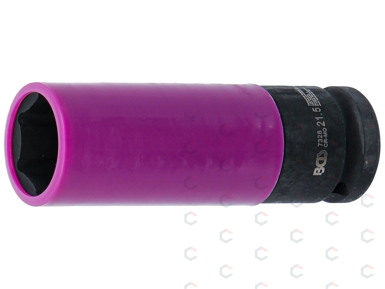 Galvutė smūginė ilga plonasienė | su plastikine apsauga | 12,5 mm (1/2") | 21.5 mm (7326) Galvutė smūginė ilga plonasienė | su plastikine apsauga | 12,5 mm (1/2") | 21.5 mm (7326)