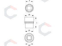 Galvutė 1/2", daugiafunkcinė 13 mm (YT-1465) 1 Galvutė 1/2", daugiafunkcinė 13 mm (YT-1465) 1