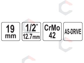 Galvutė smūginė ilga plonasienė | su plastikine apsauga | 12,7 mm (1/2") | 19 mm (YT-10585) 4 Galvutė smūginė ilga plonasienė | su plastikine apsauga | 12,7 mm (1/2") | 19 mm (YT-10585) 4