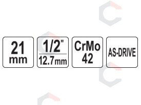 Galvutė smūginė ilga plonasienė | su plastikine apsauga | 12,7 mm (1/2") | 21 mm (YT-10587) 4 Galvutė smūginė ilga plonasienė | su plastikine apsauga | 12,7 mm (1/2") | 21 mm (YT-10587) 4