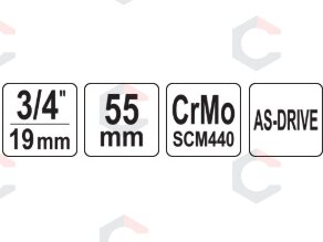 Smūginė galvutė 3/4" trumpa | 55 mm | šešiakampė CrMo | Yato (YT-1105) 1 Smūginė galvutė 3/4" trumpa | 55 mm | šešiakampė CrMo | Yato (YT-1105) 1