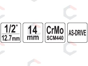 Smūginė galvutė 1/2, 14 mm (YT-1004) 1 Smūginė galvutė 1/2, 14 mm (YT-1004) 1