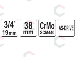 Smūginė galvutė 3/4" trumpa | 38 mm | šešiakampė CrMo | Yato (YT-1088) 1 Smūginė galvutė 3/4" trumpa | 38 mm | šešiakampė CrMo | Yato (YT-1088) 1