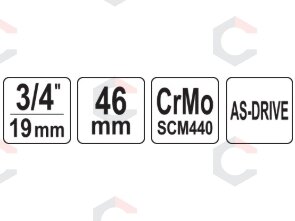 Smūginė galvutė 3/4" trumpa | 46 mm | šešiakampė CrMo | Yato (YT-1096) 1 Smūginė galvutė 3/4" trumpa | 46 mm | šešiakampė CrMo | Yato (YT-1096) 1