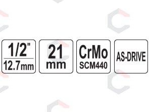 Smūginė galvutė 1/2, 21 mm pailginta (YT-1041) 3 Smūginė galvutė 1/2, 21 mm pailginta (YT-1041) 3