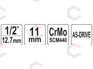 Galvutė smūginė šešiakampė ilga | 12,5 mm (1/2") | 11 mm (YT-1031) 3 Galvutė smūginė šešiakampė ilga | 12,5 mm (1/2") | 11 mm (YT-1031) 3