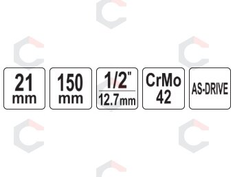 Galvutė smūginė ilga plonasienė prailginta | 150 mm | su plastikine apsauga | 12,7 mm (1/2") | 21 mm (YT-10593) 4 Galvutė smūginė ilga plonasienė prailginta | 150 mm | su plastikine apsauga | 12,7 mm (1/2") | 21 mm (YT-10593) 4