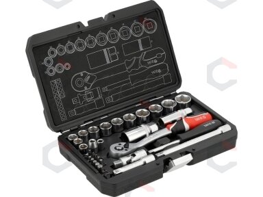 Galvučių ir įrankių rinkinys – profesionalus, AS-Drive – 1/4" + 3/8", 34 vnt (YT-38700)