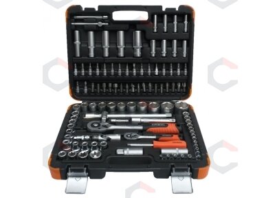 Galvučių ir raktų komplektas 108 dalių, 1/4" + 1/2" (KR121108C) Galvučių ir raktų komplektas 108 dalių, 1/4" + 1/2" (KR121108C)
