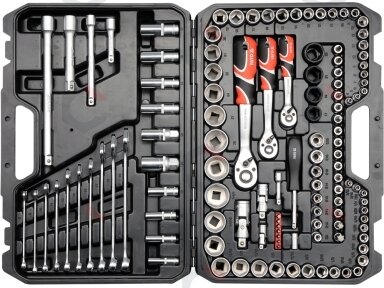 Galvučių ir raktų komplektas | 1/4" + 3/8" + 1/2" | 120 vnt. (YT-38801)