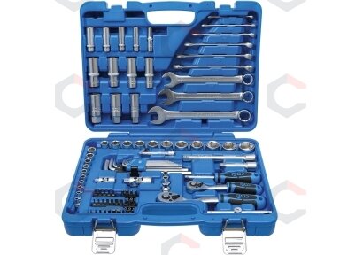 Galvučių ir raktų rinkinys | 6.3 mm (1/4") / 10 mm (3/8") | Coliniai dydžiai | 92 vnt. (2299)