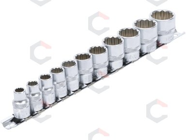 Galvučių rinkinys, 12 kampų | 10 mm (3/8") | Coliniai dydžiai | 11 vnt. (9112) Galvučių rinkinys, 12 kampų | 10 mm (3/8") | Coliniai dydžiai | 11 vnt. (9112)