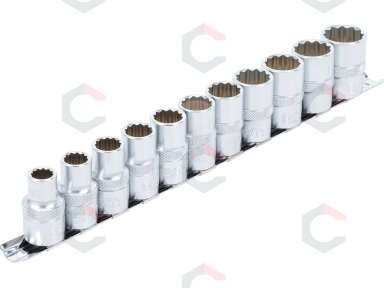 Galvučių rinkinys 12 kampų | 12,5 mm (1/2") | 10 - 21 mm | 11 vnt. (9107) Galvučių rinkinys 12 kampų | 12,5 mm (1/2") | 10 - 21 mm | 11 vnt. (9107)