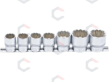 Galvučių rinkinys | 12-kampės | 12,5 mm (1/2") | 20–32 mm | 7 vnt. (9109) Galvučių rinkinys | 12-kampės | 12,5 mm (1/2") | 20–32 mm | 7 vnt. (9109)