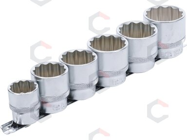 Galvučių rinkinys 12 kampų | 12,5 mm (1/2") | 24 - 38 mm | 6 vnt. (70102) Galvučių rinkinys 12 kampų | 12,5 mm (1/2") | 24 - 38 mm | 6 vnt. (70102)