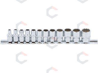 Galvučių rinkinys, 12-kampų | 6.3 mm (1/4") | coliniai dydžiai | 11 vnt. (2755) Galvučių rinkinys, 12-kampų | 6.3 mm (1/4") | coliniai dydžiai | 11 vnt. (2755)