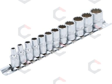 Galvučių rinkinys, 12-kampų | 6.3 mm (1/4") | coliniai dydžiai | 11 vnt. (2755) Galvučių rinkinys, 12-kampų | 6.3 mm (1/4") | coliniai dydžiai | 11 vnt. (2755)