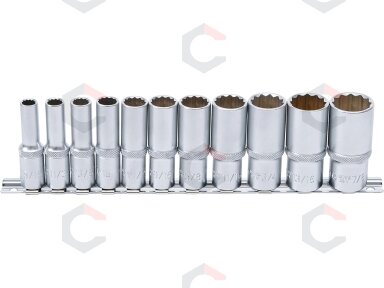 Galvučių rinkinys, 12-kampų, ilgos | 10 mm (3/8") | Coliniai dydžiai | 11 vnt. (6859) Galvučių rinkinys, 12-kampų, ilgos | 10 mm (3/8") | Coliniai dydžiai | 11 vnt. (6859)