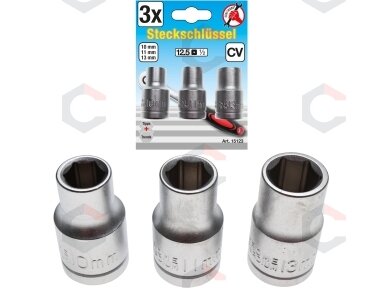 Galvučių rinkinys | 12,5 mm (1/2") | 10 - 11 - 13 mm | 3 vnt. (15123)