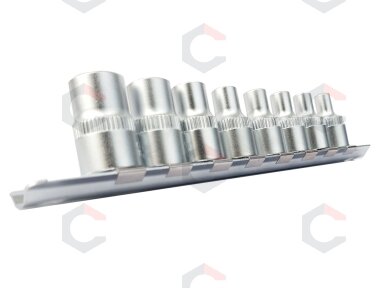 Galvučių rinkinys E-Tipas | 10 mm (3/8") | E4 - E14 | 8 vnt. (KR384008) Galvučių rinkinys E-Tipas | 10 mm (3/8") | E4 - E14 | 8 vnt. (KR384008)