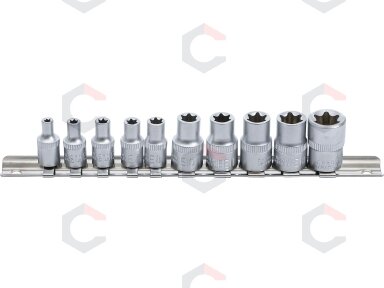 Galvučių rinkinys E-Tipas | 6,3 mm (1/4") / 10 mm (3/8") | E4 - E16 | 10 vnt. (9548)