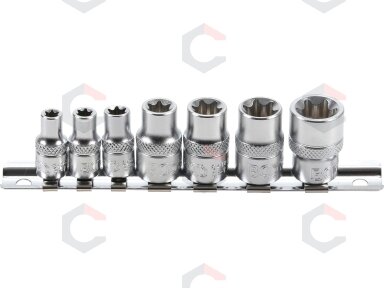 Galvučių rinkinys E-Tipas | 6.3 mm (1/4") / 10 mm (3/8") | E6 - E16 | 7 vnt. (2027) Galvučių rinkinys E-Tipas | 6.3 mm (1/4") / 10 mm (3/8") | E6 - E16 | 7 vnt. (2027)