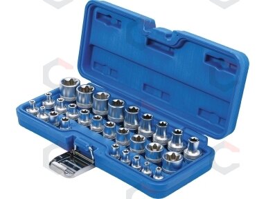 Galvučių rinkinys E-Tipas | 6.3 mm (1/4") / 12.5 mm (1/2") | | E4 - E24 | 28 vnt. (70099)