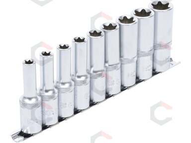 Galvučių rinkinys E-Tipas | Ilgos | 12,5 mm (1/2") | E10 - E24 | 9 vnt. (2026) Galvučių rinkinys E-Tipas | Ilgos | 12,5 mm (1/2") | E10 - E24 | 9 vnt. (2026)