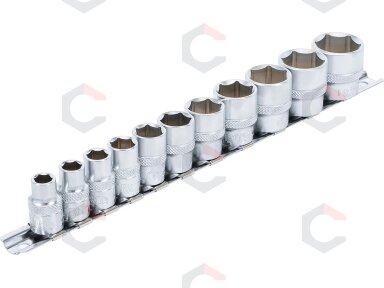 Galvučių rinkinys, šešiakampės | 10 mm (3/8") | 5/16" - 7/8 "| 11 vnt. (9110) Galvučių rinkinys, šešiakampės | 10 mm (3/8") | 5/16" - 7/8 "| 11 vnt. (9110)