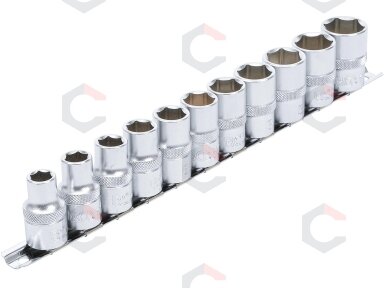 Galvučių rinkinys, šešiakampės | 12,5 mm (1/2") | 10 - 21 mm | 11 vnt. (9106) Galvučių rinkinys, šešiakampės | 12,5 mm (1/2") | 10 - 21 mm | 11 vnt. (9106)