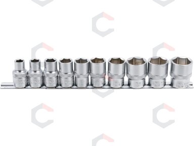 Galvučių rinkinys, šešiakampės | 12,5 mm (1/2") | coliniai dydžiai | 10 vnt. (9113) Galvučių rinkinys, šešiakampės | 12,5 mm (1/2") | coliniai dydžiai | 10 vnt. (9113)