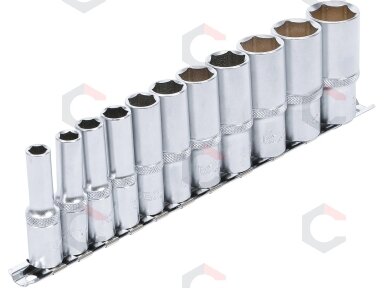 Galvučių rinkinys, šešiakampės, ilgos | 10 mm (3/8") | Coliniai dydžiai | 11 vnt. (2756) Galvučių rinkinys, šešiakampės, ilgos | 10 mm (3/8") | Coliniai dydžiai | 11 vnt. (2756)