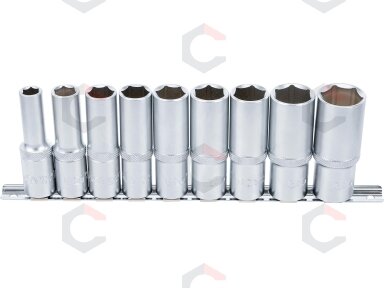 Galvučių rinkinys šešiakampės, ilgos | 12,5 mm (1/2") | 10 - 24 mm | 9 vnt. (2223)