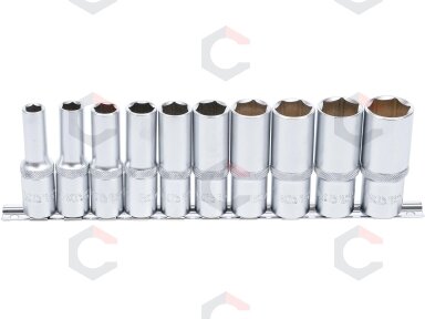 Galvučių rinkinys, šešiakampės, ilgos | 12,5 mm (1/2") | coliniai dydžiai | 10 vnt. (2435) Galvučių rinkinys, šešiakampės, ilgos | 12,5 mm (1/2") | coliniai dydžiai | 10 vnt. (2435)